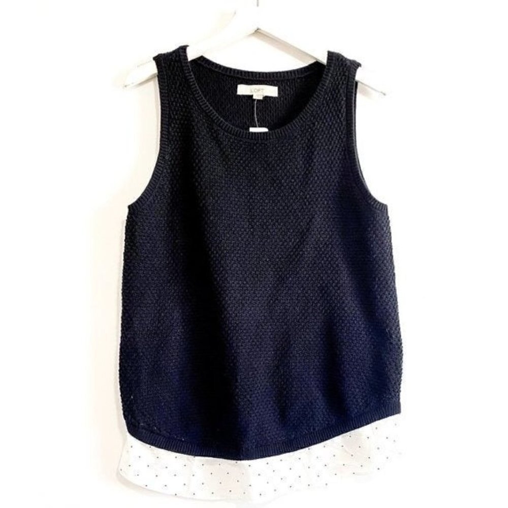 NWT Loft black knit shell with underlay